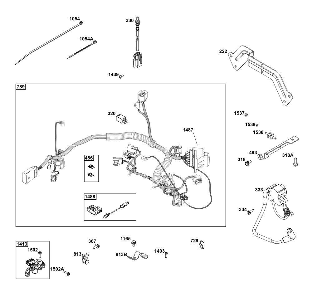 Controls Group Diagram and Parts List for 61G877-0003-J1 400000 - 699999 Briggs and Stratton Engine